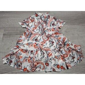 JANIE AND JACK Poppy Red Prep Paisley Dress Size 12-18 Months Girls Spring NWT